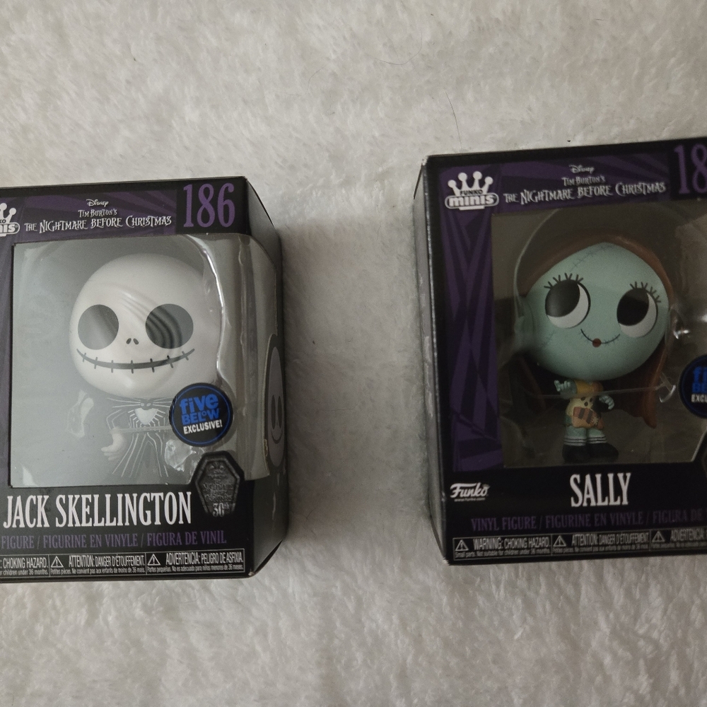 Funko Jack Skellington and Sally Vinyl Figures - Black and Purple